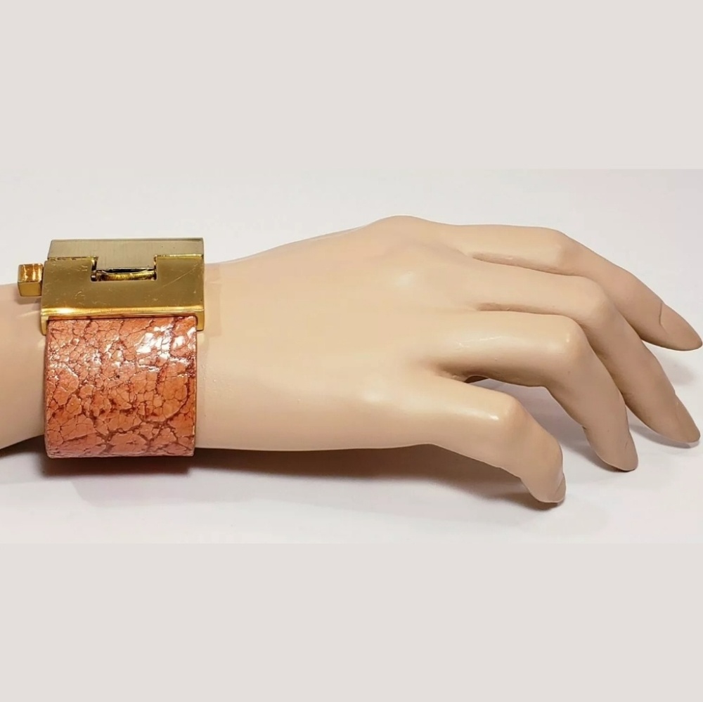 Wide Leather Cuff Bracelet, Jigsaw Buckle